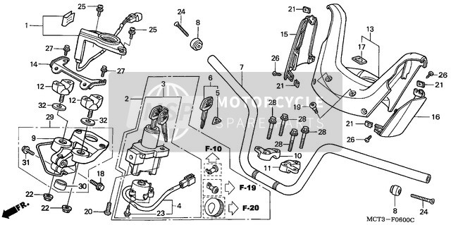 Honda FJS600 2001 Maniglia tubo/ Copertura della maniglia per un 2001 Honda FJS600